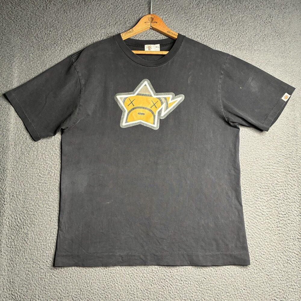 BAPE 2000s KAWS BapestaStar T-Shirt Made In Japan Nigo Baby Milo Black Mens XL